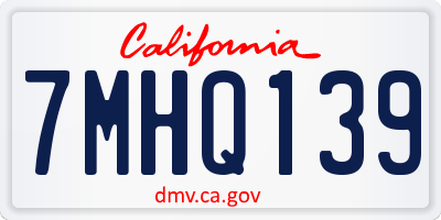 CA license plate 7MHQ139