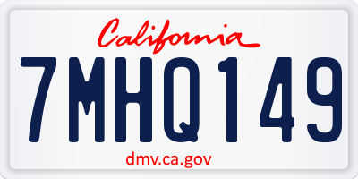 CA license plate 7MHQ149