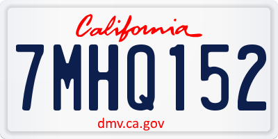 CA license plate 7MHQ152