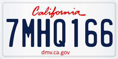 CA license plate 7MHQ166