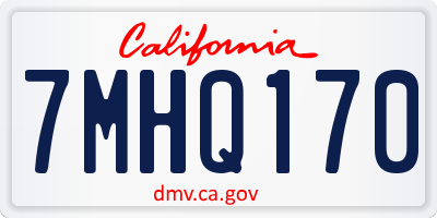 CA license plate 7MHQ170