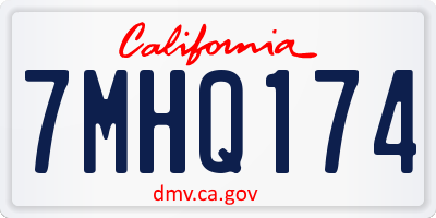 CA license plate 7MHQ174