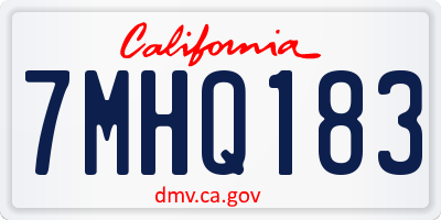 CA license plate 7MHQ183