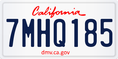 CA license plate 7MHQ185