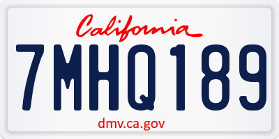 CA license plate 7MHQ189