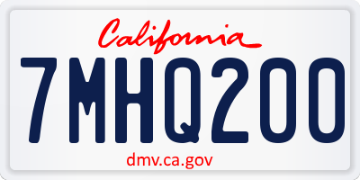 CA license plate 7MHQ200