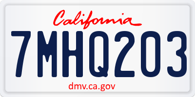 CA license plate 7MHQ203