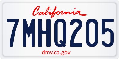 CA license plate 7MHQ205
