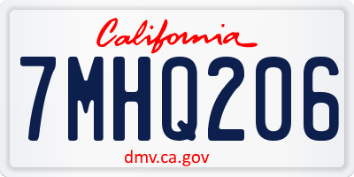 CA license plate 7MHQ206