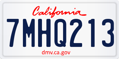 CA license plate 7MHQ213