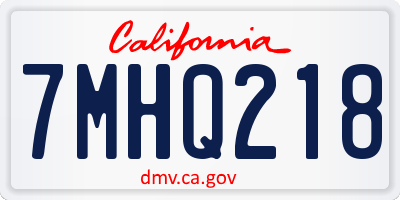 CA license plate 7MHQ218