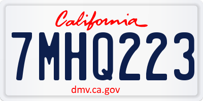CA license plate 7MHQ223