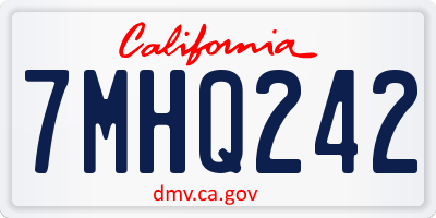 CA license plate 7MHQ242