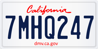 CA license plate 7MHQ247