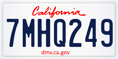 CA license plate 7MHQ249
