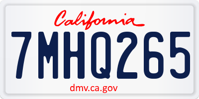 CA license plate 7MHQ265