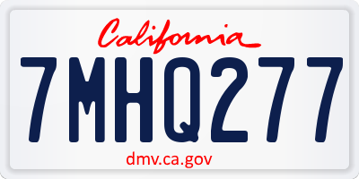 CA license plate 7MHQ277