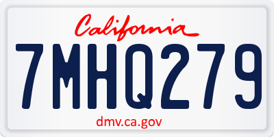 CA license plate 7MHQ279