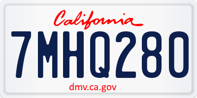 CA license plate 7MHQ280