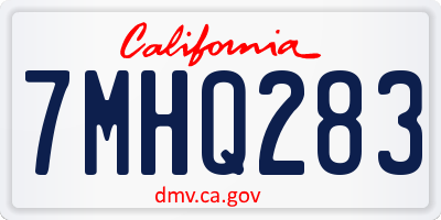CA license plate 7MHQ283