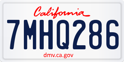 CA license plate 7MHQ286