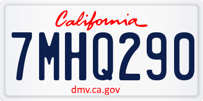 CA license plate 7MHQ290