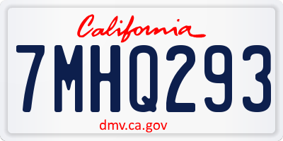 CA license plate 7MHQ293