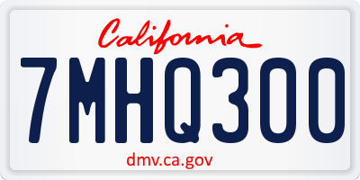 CA license plate 7MHQ300