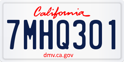 CA license plate 7MHQ301