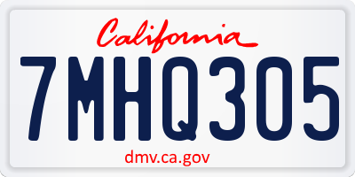 CA license plate 7MHQ305