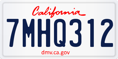 CA license plate 7MHQ312