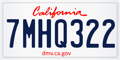 CA license plate 7MHQ322