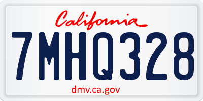 CA license plate 7MHQ328