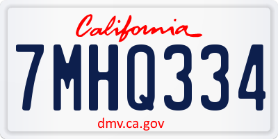 CA license plate 7MHQ334