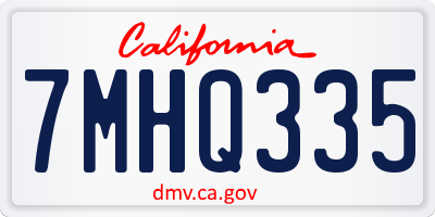 CA license plate 7MHQ335