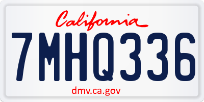 CA license plate 7MHQ336