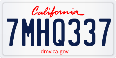 CA license plate 7MHQ337