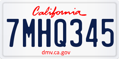 CA license plate 7MHQ345