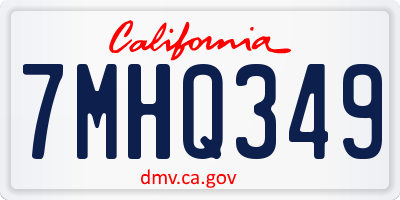 CA license plate 7MHQ349