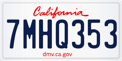CA license plate 7MHQ353
