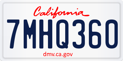 CA license plate 7MHQ360