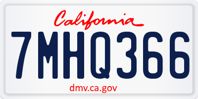 CA license plate 7MHQ366