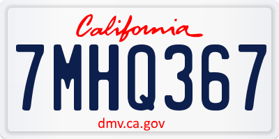 CA license plate 7MHQ367