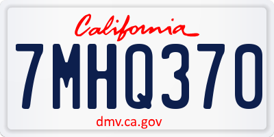 CA license plate 7MHQ370