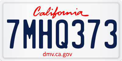 CA license plate 7MHQ373