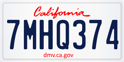 CA license plate 7MHQ374