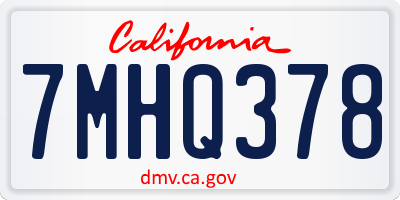 CA license plate 7MHQ378