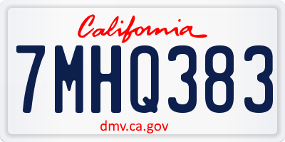 CA license plate 7MHQ383