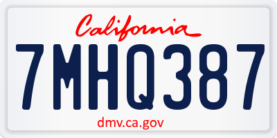 CA license plate 7MHQ387