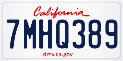 CA license plate 7MHQ389